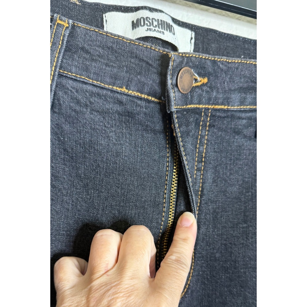 Moschino Womens Size 30 Jeans Dark Wash Peace Sign Straight Leg Denim Donna - Picture 10 of 14